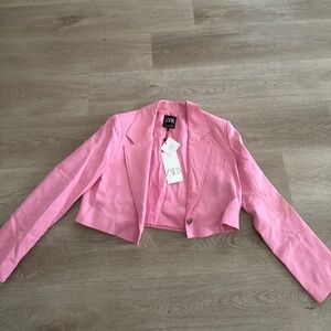 Zara pink cropped blazer